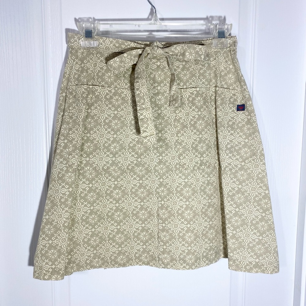 90s VTG Roxy USA MADE Wrap Skirt A-line Tan Cream Size Medium